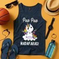 Pew Pew Madafakas Unicorn with Pistols Fantasy Tank Top thumb 4