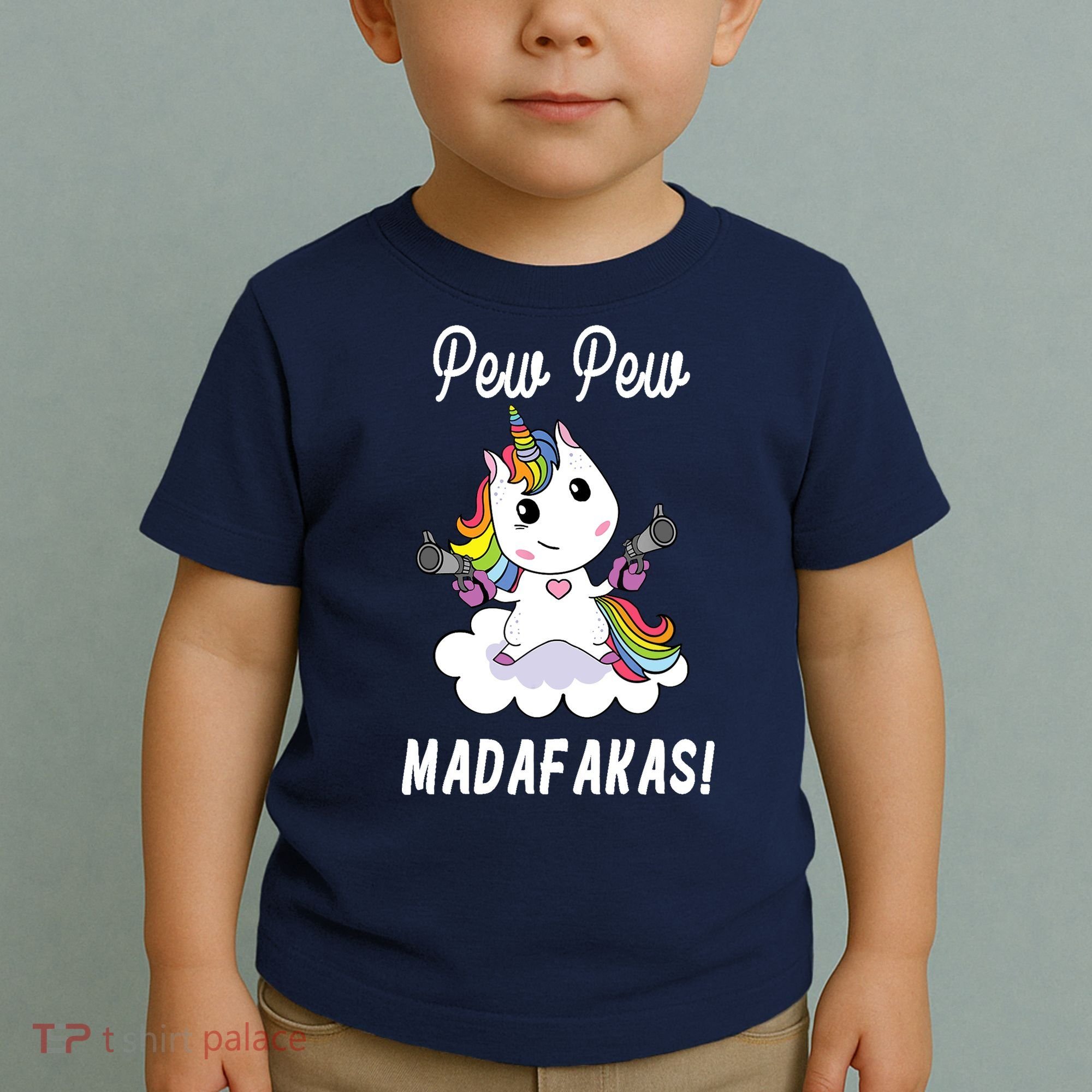 Pew Pew Madafakas Unicorn with Pistols Fantasy Toddler T-Shirt