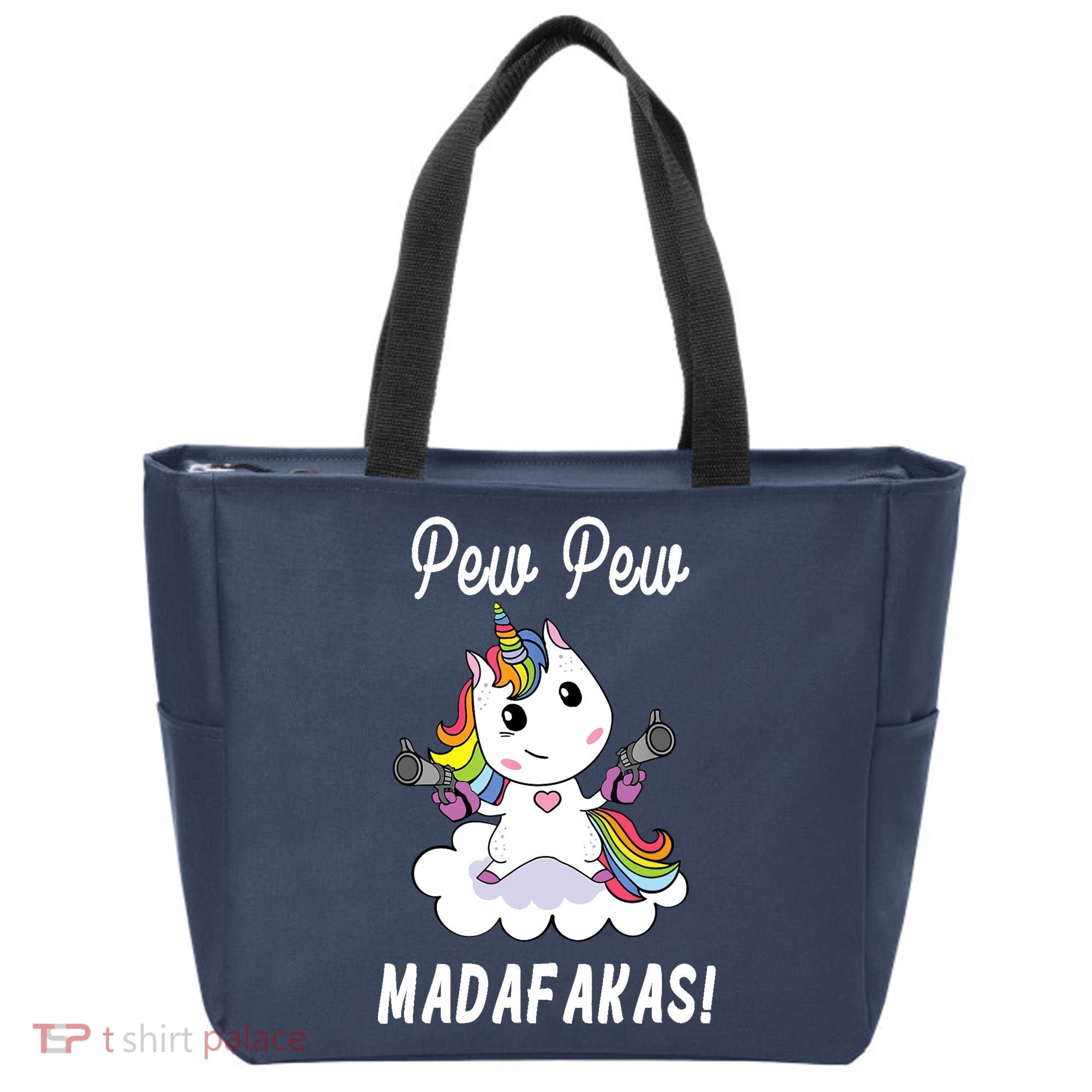Pew Pew Madafakas Unicorn with Pistols Fantasy Tote Bag