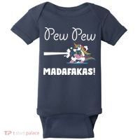 Pew Pew Madafakas Funny Unicorn Cute Adorable Baby Bodysuit thumb 0