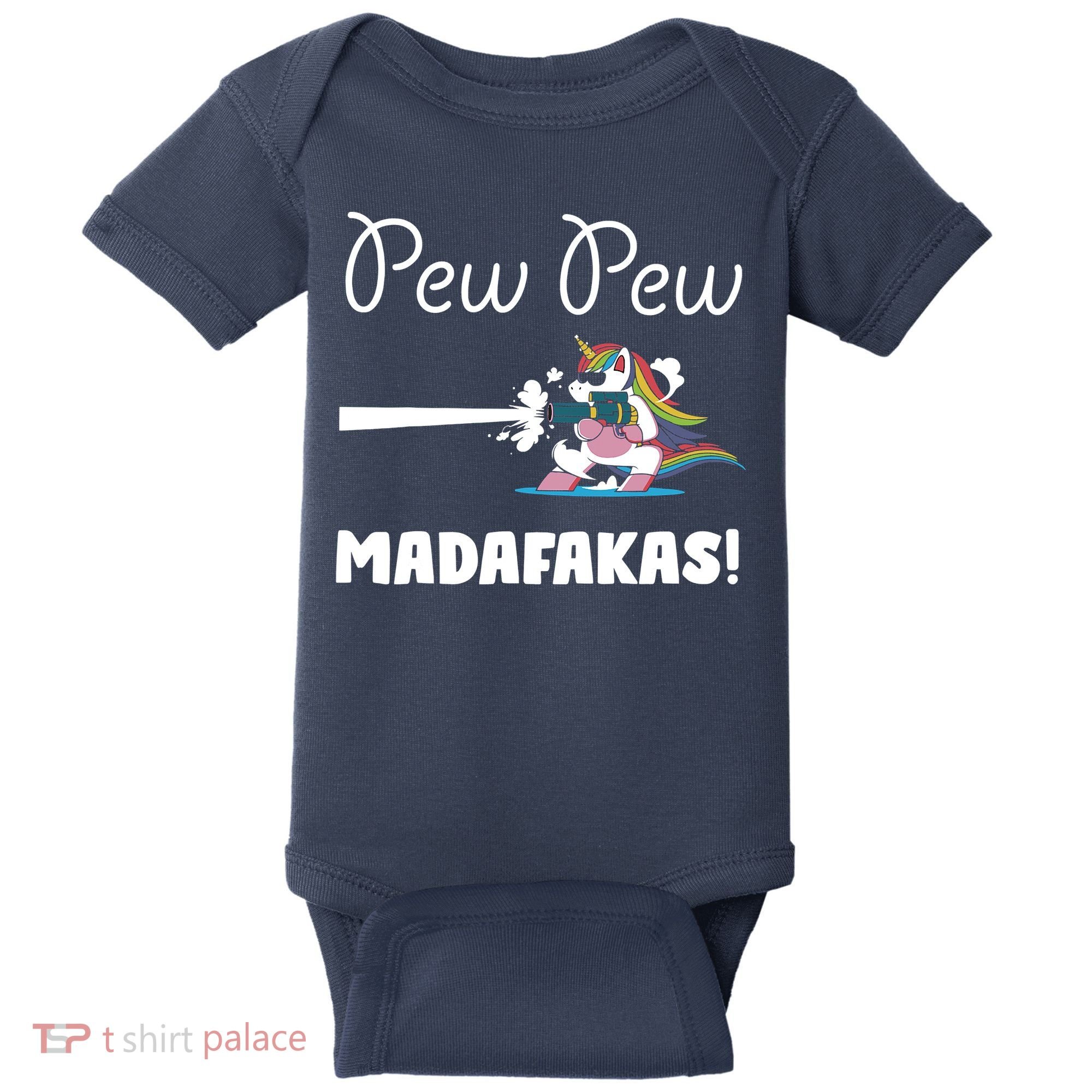 Pew Pew Madafakas Funny Unicorn Cute Adorable Baby Bodysuit