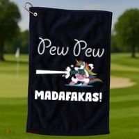 Pew Pew Madafakas Funny Unicorn Cute Adorable Golf Towel thumb 1