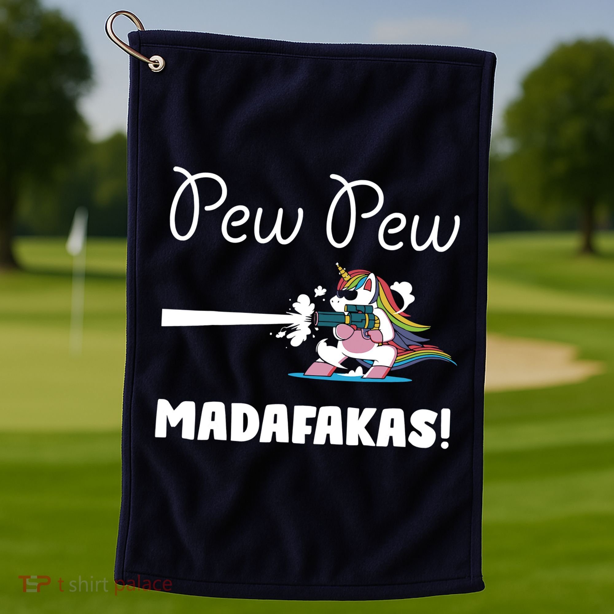 Pew Pew Madafakas Funny Unicorn Cute Adorable Golf Towel