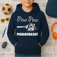 Pew Pew Madafakas Funny Unicorn Cute Adorable Kids Hoodie thumb 2