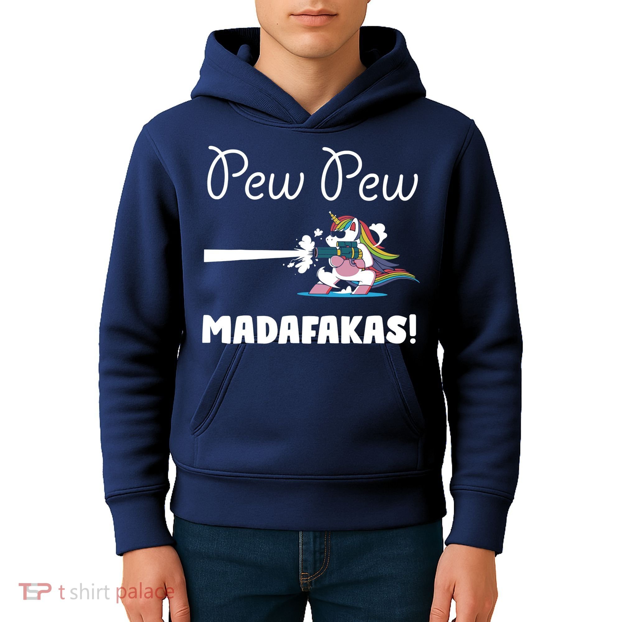 Pew Pew Madafakas Funny Unicorn Cute Adorable Kids Hoodie