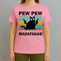 Pew Pew Madafakas Cat Crazy Vintage Funny Cat Owners T-Shirt thumb 4