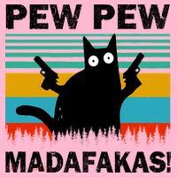Pew Pew Madafakas Cat Crazy Vintage Funny Cat Owners T-Shirt thumb 7
