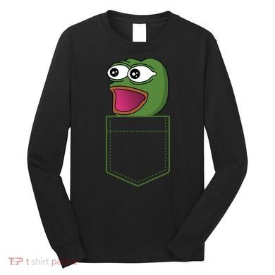 Poggers Pepe Meme Gaming Live Stream Poacket Long Sleeve Shirt