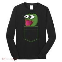 Poggers Pepe Meme Gaming Live Stream Poacket Long Sleeve Shirt thumb 0
