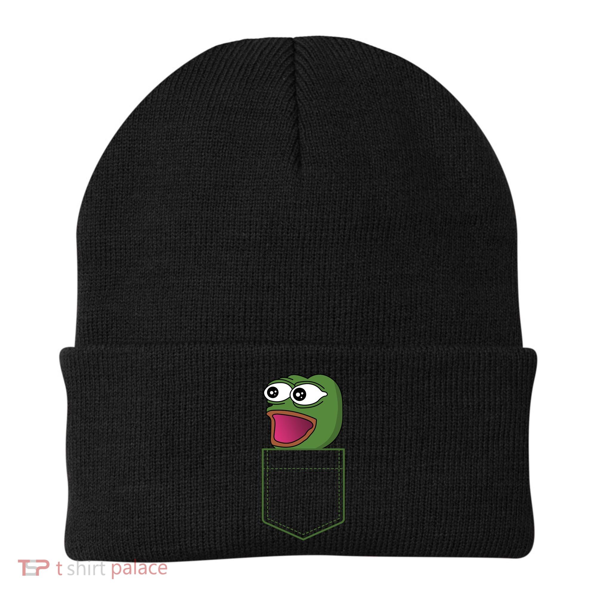 Poggers Pepe Meme Gaming Live Stream Poacket Beanie