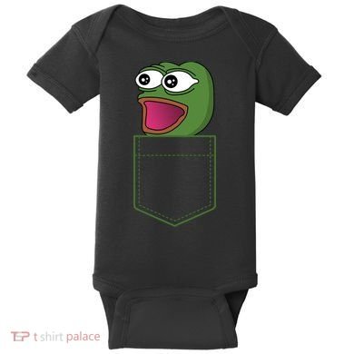 Poggers Pepe Meme Gaming Live Stream Poacket Baby Bodysuit