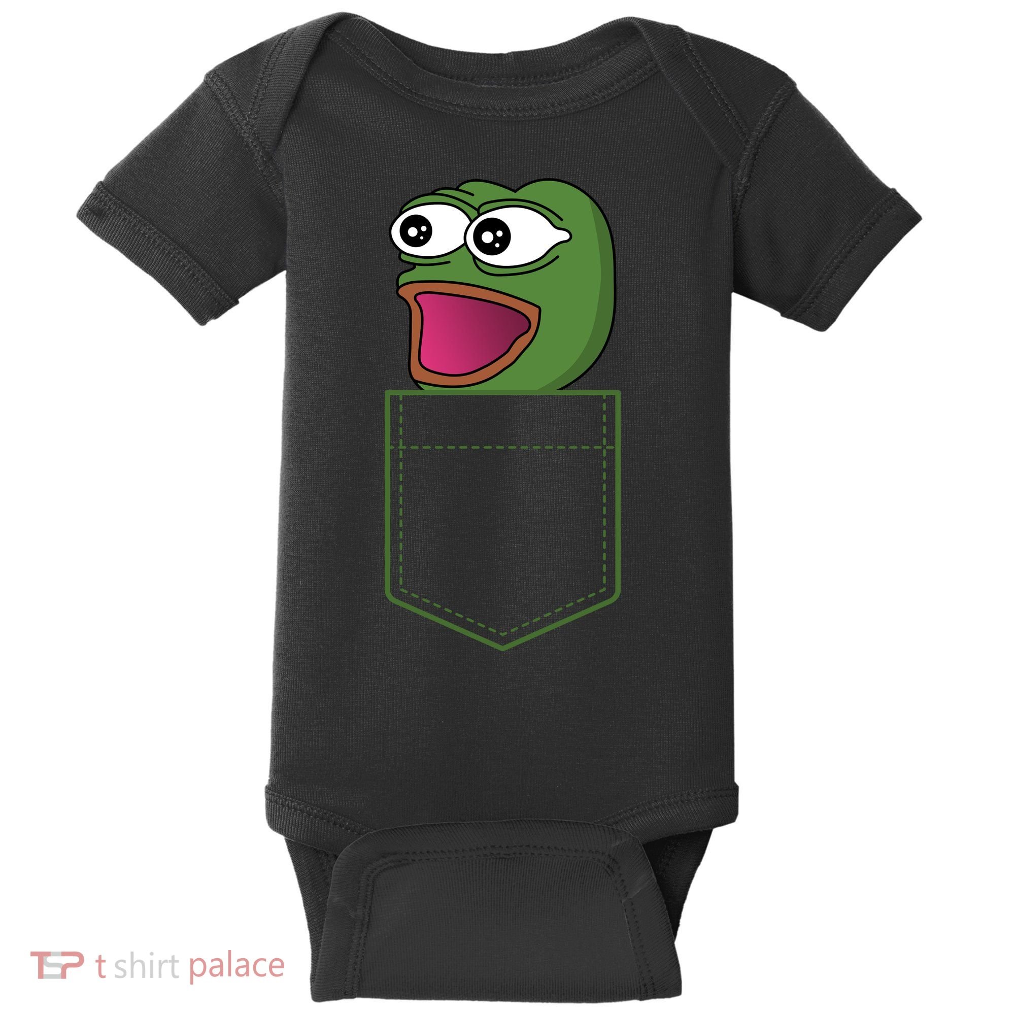 Poggers Pepe Meme Gaming Live Stream Poacket Baby Bodysuit