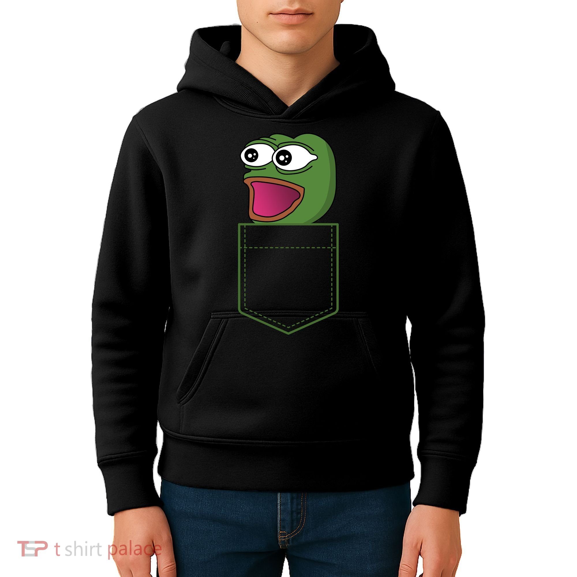 Poggers Pepe Meme Gaming Live Stream Poacket Kids Hoodie