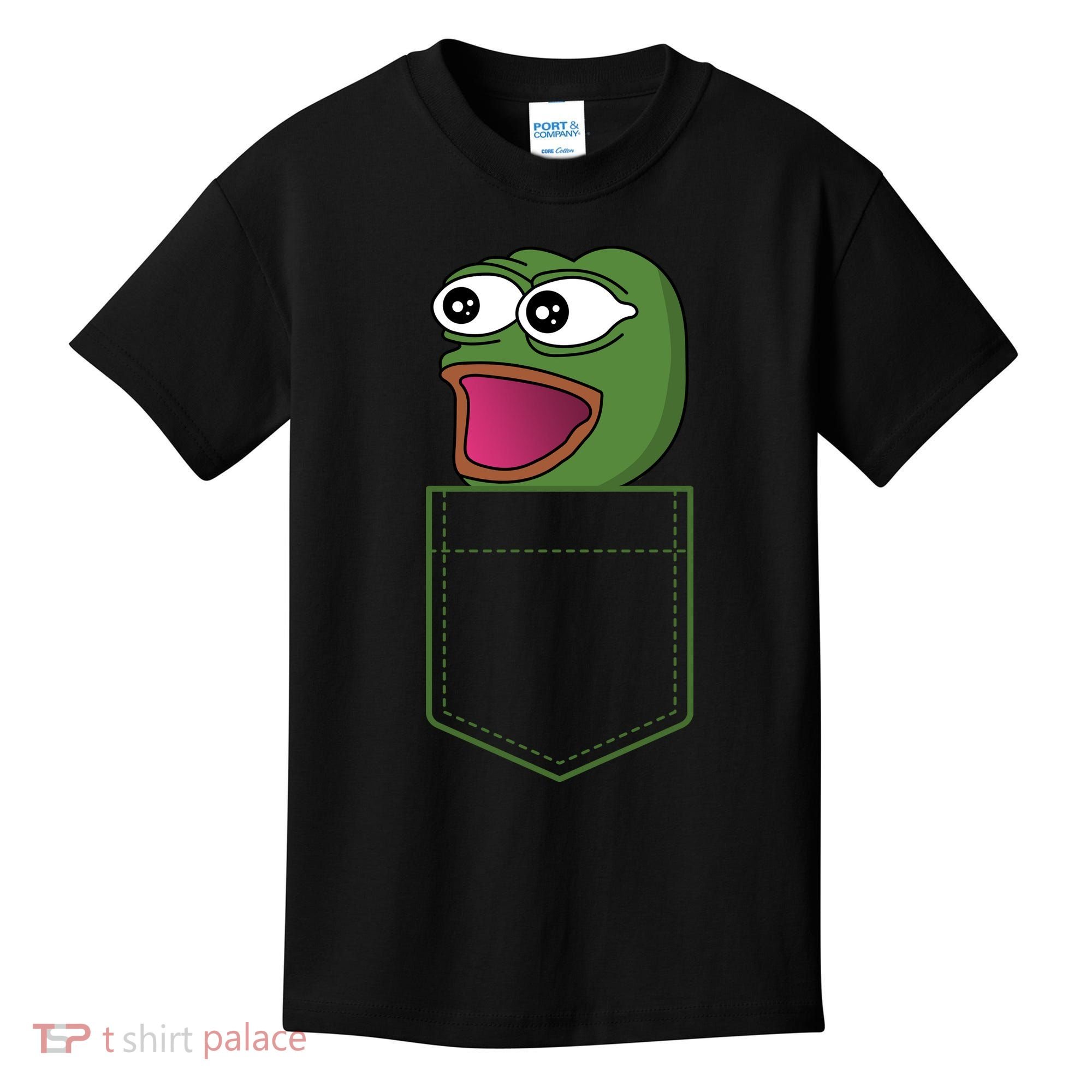 Poggers Pepe Meme Gaming Live Stream Poacket Kids T-Shirt