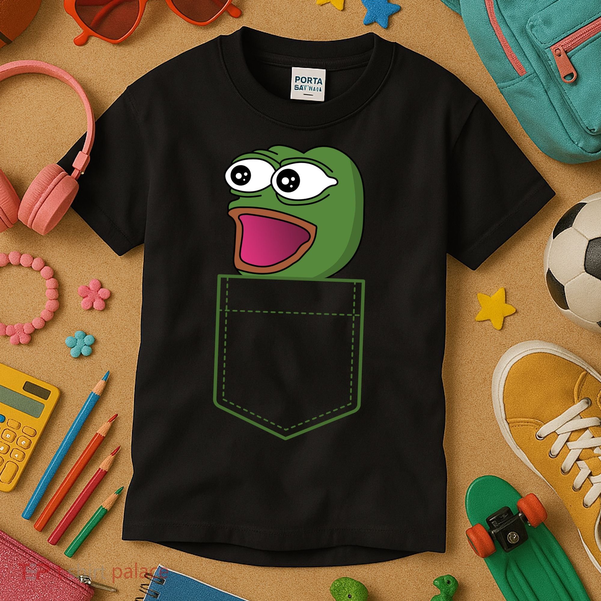 Poggers Pepe Meme Gaming Live Stream Poacket Kids T-Shirt
