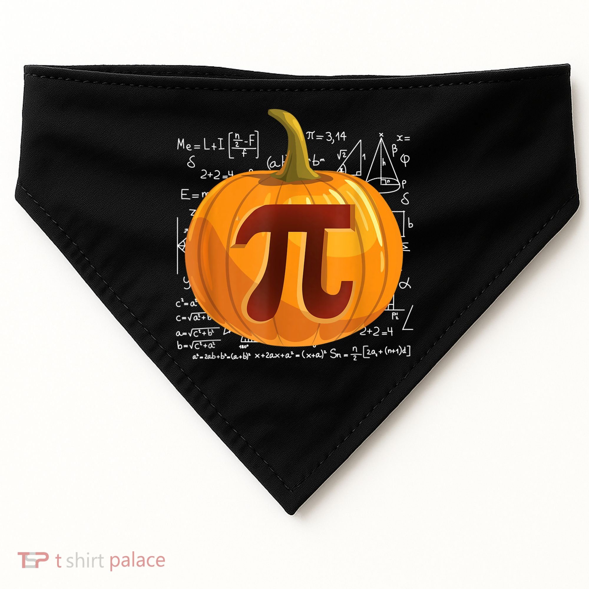 Pumpkin Pie Math Shirt Funny Halloween Thanksgiving Pi Day USA-Made Doggie Bandana