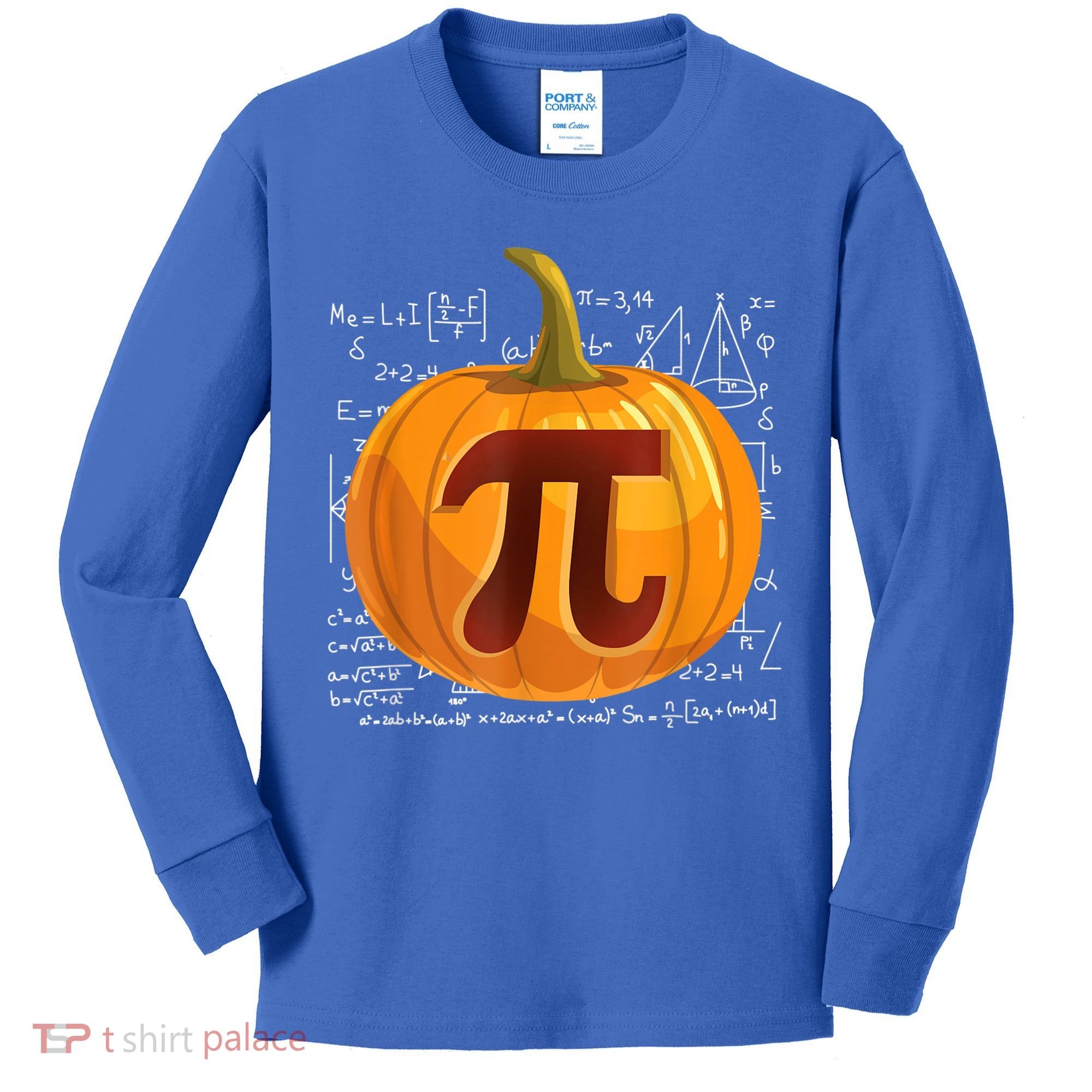 Pumpkin Pie Math Shirt Funny Halloween Thanksgiving Pi Day Kids Long Sleeve Shirt
