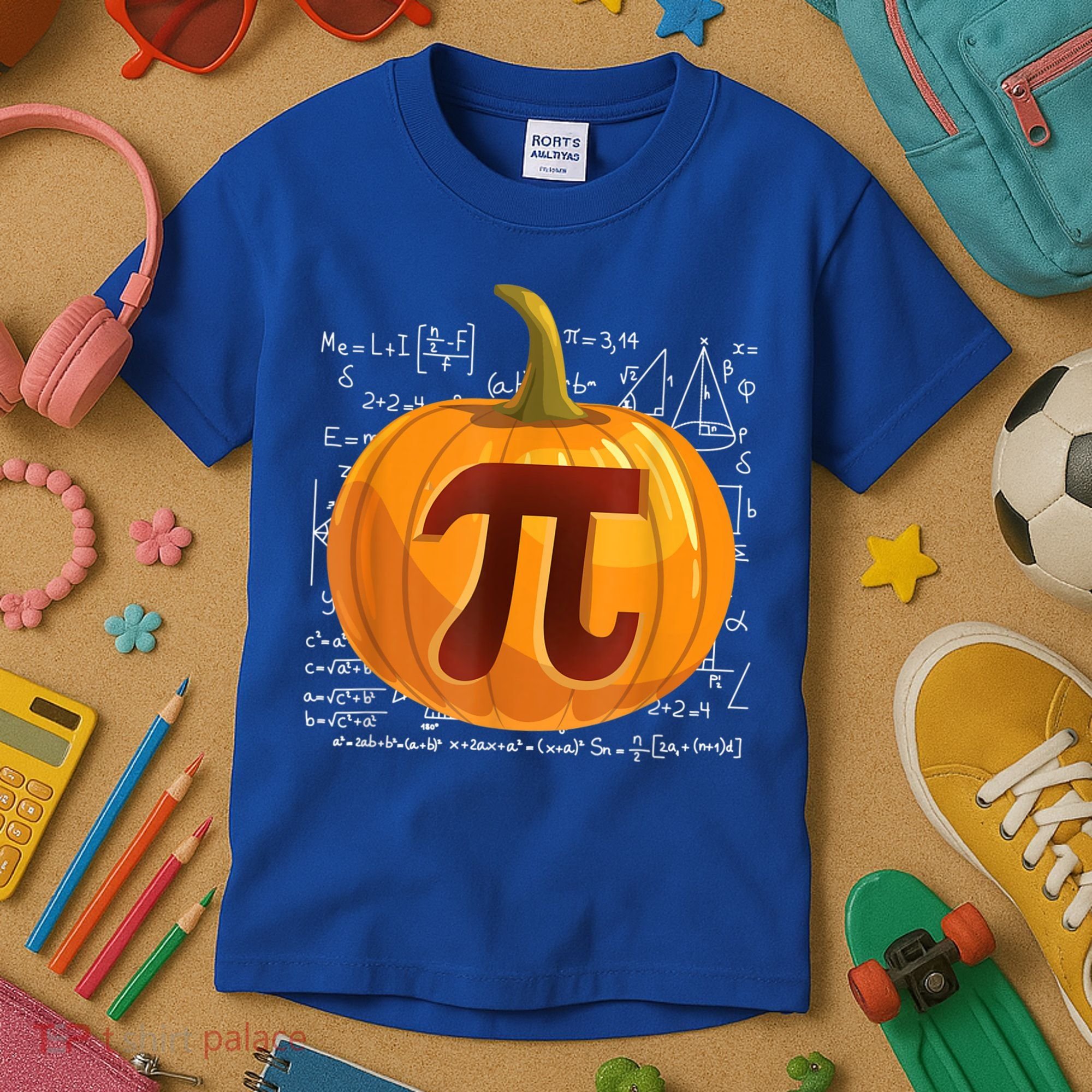 Pumpkin Pie Math Shirt Funny Halloween Thanksgiving Pi Day Kids T-Shirt
