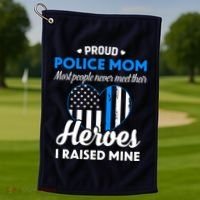 Proud Police Mom Law Enforcement Mother's Day Gift Golf Towel thumb 1