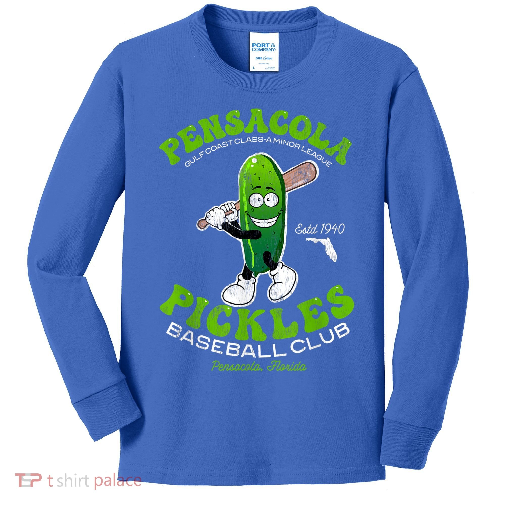 Pensacola Pickles Minor League Retro Baseball Team Kids Long Sleeve Shirt