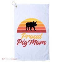 Proud Pig Mom Pig Owner Pig Farmer Pig Mother Gift Golf Towel thumb 0