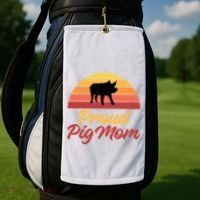 Proud Pig Mom Pig Owner Pig Farmer Pig Mother Gift Golf Towel thumb 2