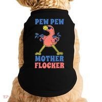 Pew Pew Mother Flocker Funny Cool Flamingo Doggie Tank thumb 0