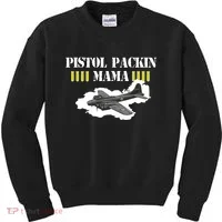 Pistol Packin Mama Aircraft Vintage Kids Sweatshirt thumb 0