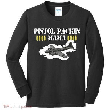 Pistol Packin Mama Aircraft Vintage Kids Long Sleeve Shirt