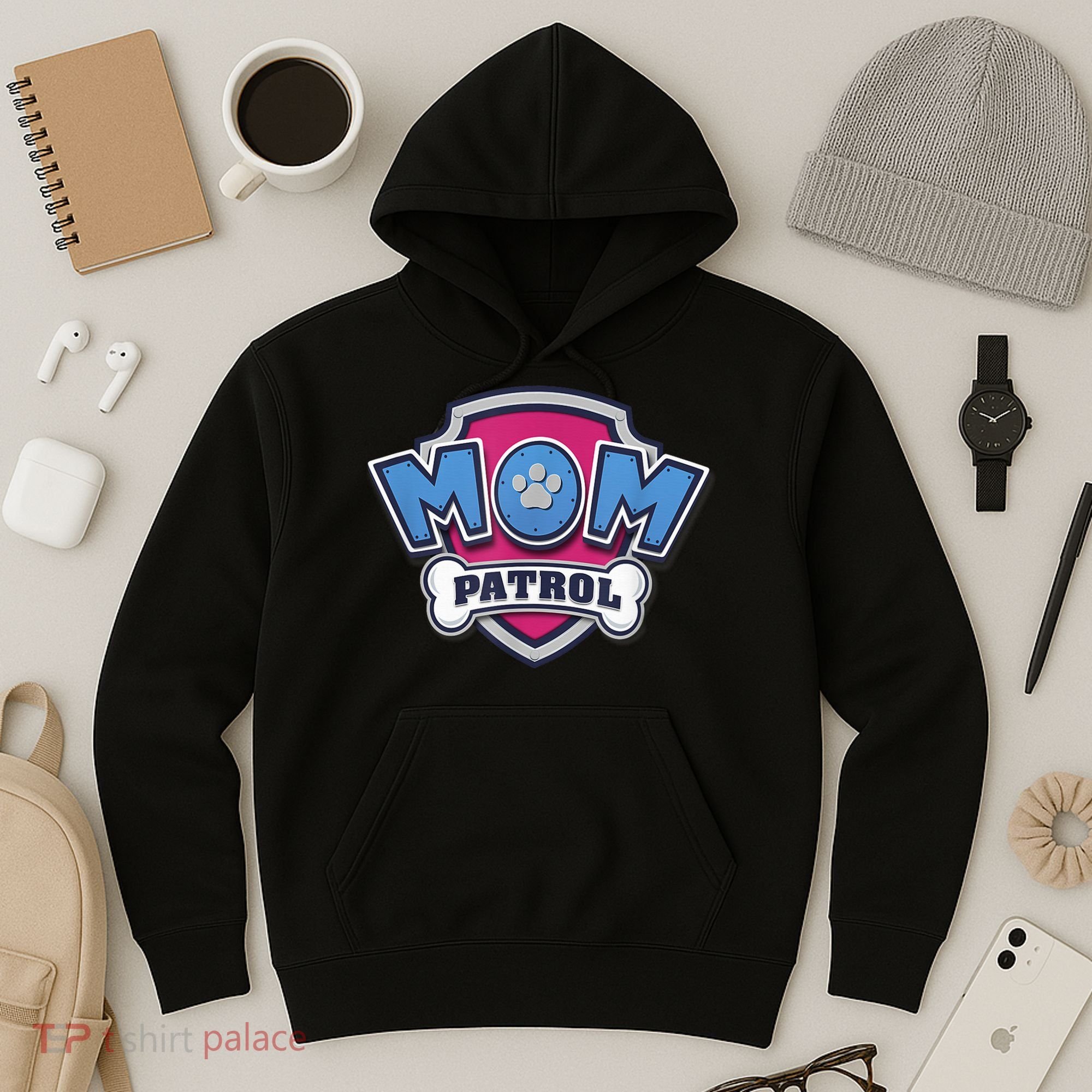  MotherS Day Mom Patrol Badge Hoodie