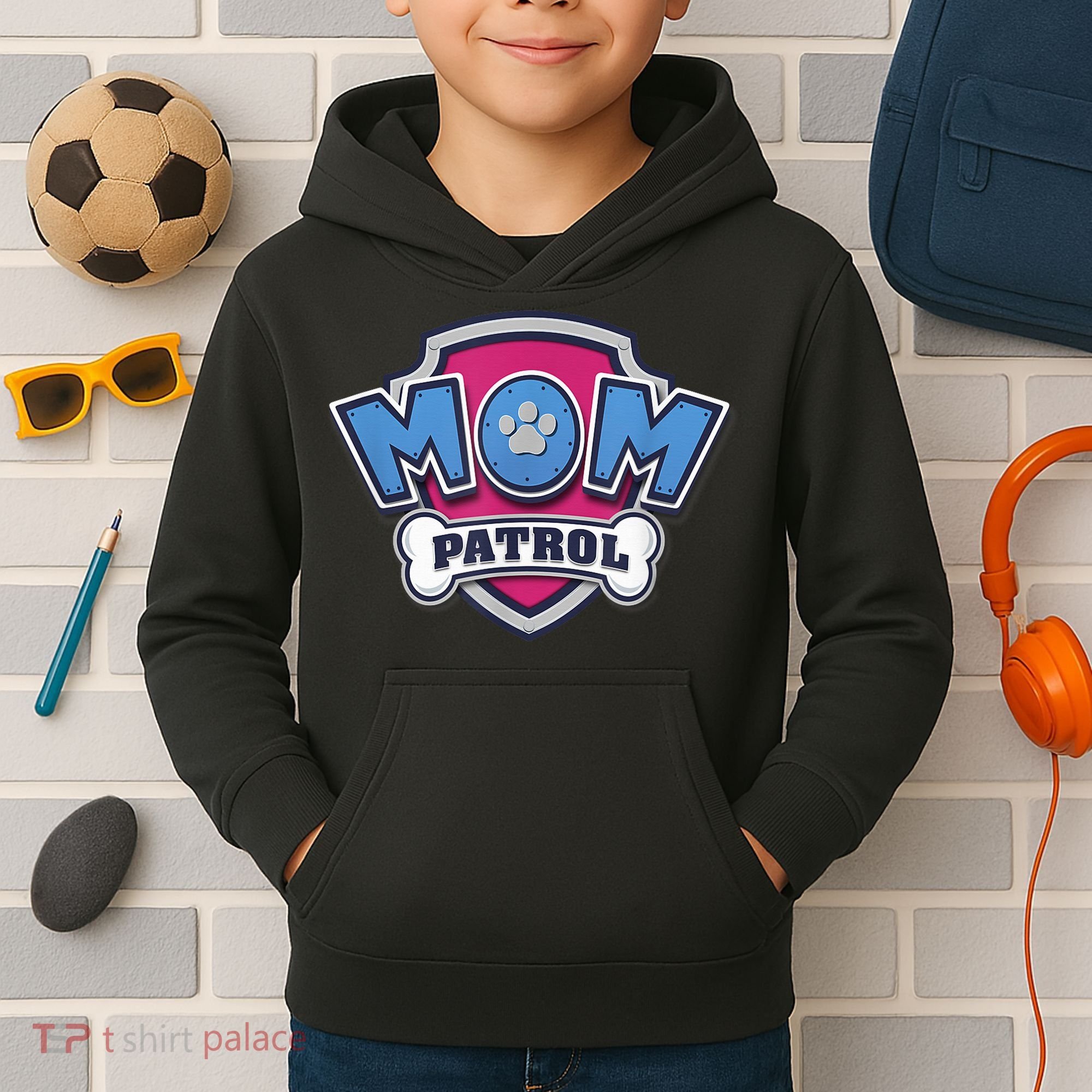  MotherS Day Mom Patrol Badge Kids Hoodie