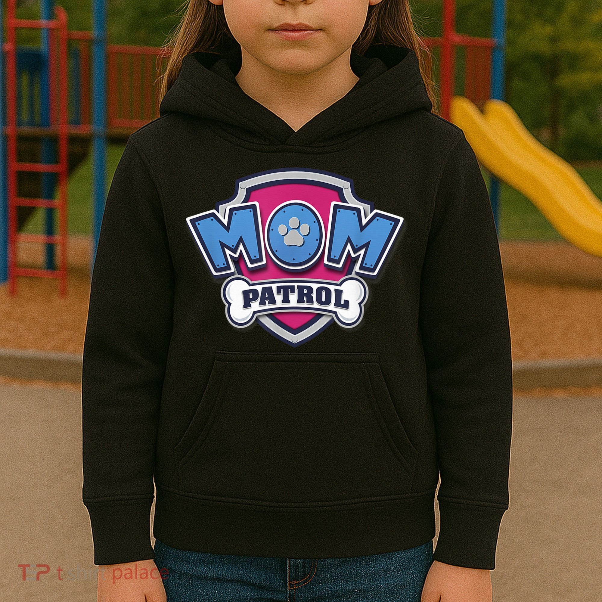  MotherS Day Mom Patrol Badge Kids Hoodie