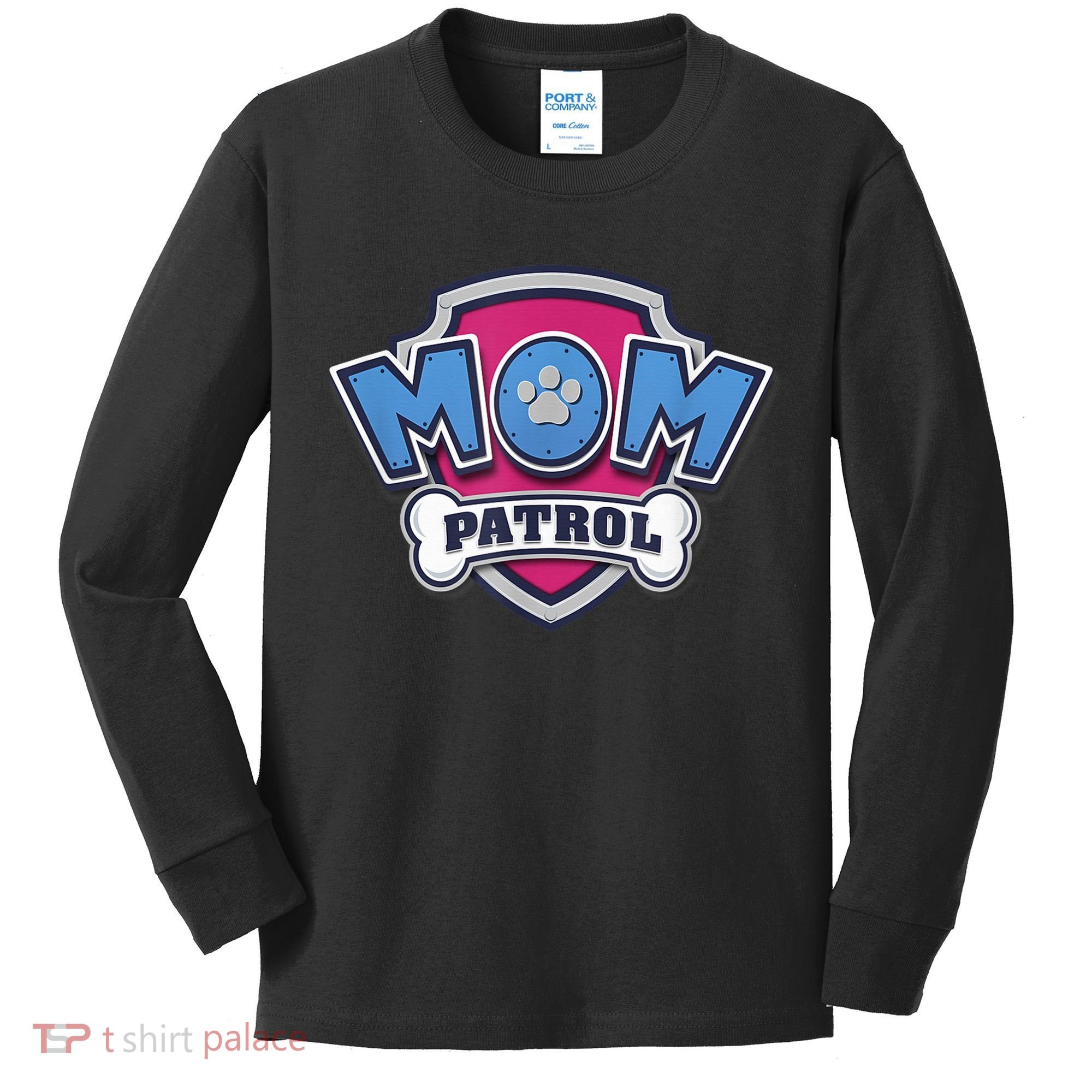 MotherS Day Mom Patrol Badge Kids Long Sleeve Shirt