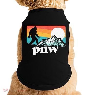 Pnw Pacific Northwest Bigfoot Mountains Retro 80s Graphic Doggie Tank