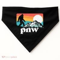 Pnw Pacific Northwest Bigfoot Mountains Retro 80s Graphic USA-Made Doggie Bandana thumb 0