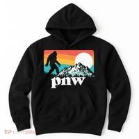 Pnw Pacific Northwest Bigfoot Mountains Retro 80s Graphic Hoodie thumb 0