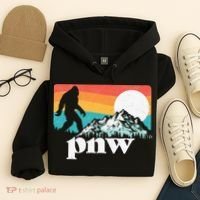 Pnw Pacific Northwest Bigfoot Mountains Retro 80s Graphic Hoodie thumb 4