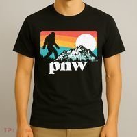 Pnw Pacific Northwest Bigfoot Mountains Retro 80s Graphic T-Shirt thumb 3