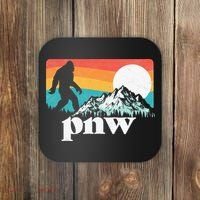 Pnw Pacific Northwest Bigfoot Mountains Retro 80s Graphic Coaster thumb 0