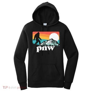 Pnw Pacific Northwest Bigfoot Mountains Retro 80s Graphic Women's Hoodie