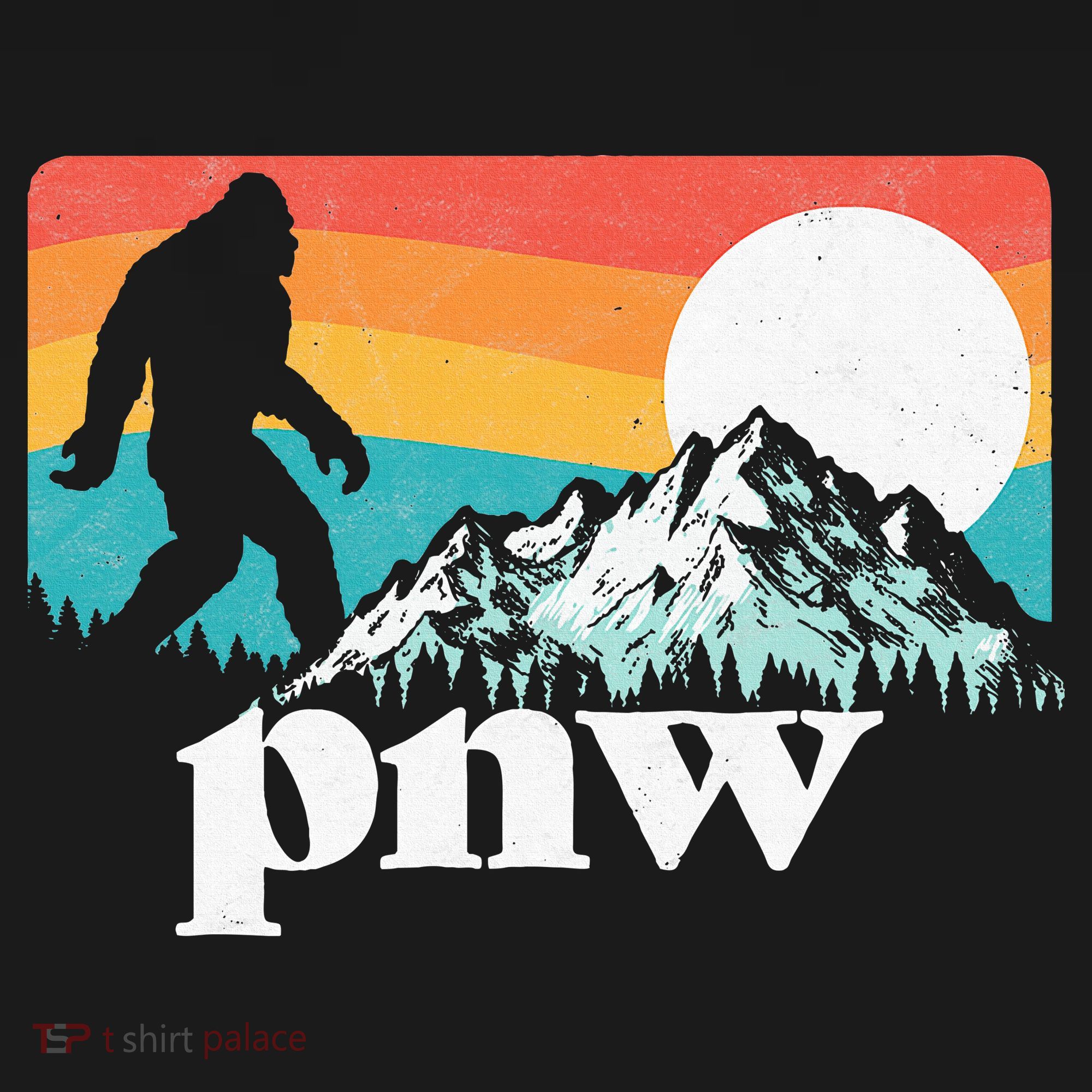Pnw Pacific Northwest Bigfoot Mountains Retro 80s Graphic Mousepad