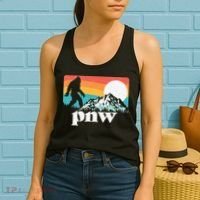 Pnw Pacific Northwest Bigfoot Mountains Retro 80s Graphic Women's Tank Top thumb 2