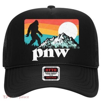 Pnw Pacific Northwest Bigfoot Mountains Retro 80s Graphic Hat