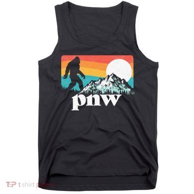 Pnw Pacific Northwest Bigfoot Mountains Retro 80s Graphic Tank Top