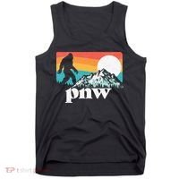Pnw Pacific Northwest Bigfoot Mountains Retro 80s Graphic Tank Top thumb 0
