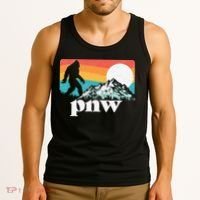 Pnw Pacific Northwest Bigfoot Mountains Retro 80s Graphic Tank Top thumb 3