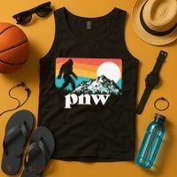 Pnw Pacific Northwest Bigfoot Mountains Retro 80s Graphic Tank Top thumb 4