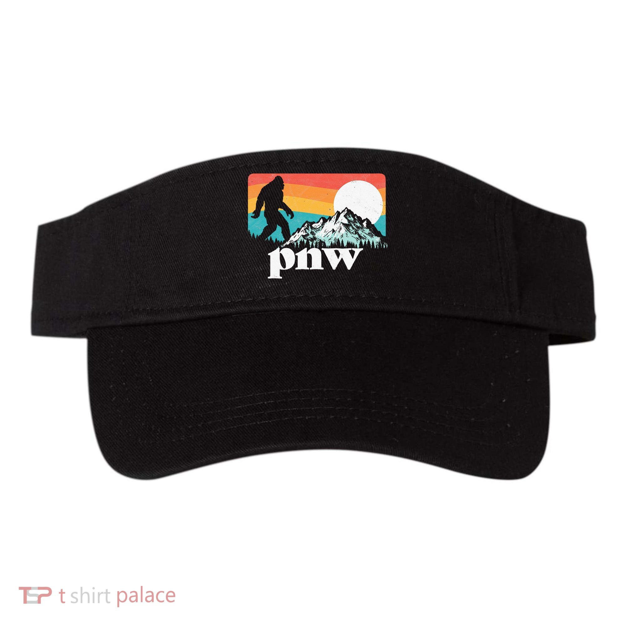 Pnw Pacific Northwest Bigfoot Mountains Retro 80s Graphic Visor