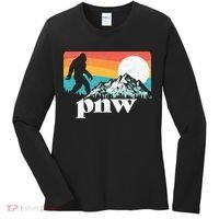 Pnw Pacific Northwest Bigfoot Mountains Retro 80s Graphic Women's Long Sleeve Shirt thumb 0