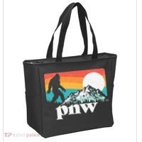 Pnw Pacific Northwest Bigfoot Mountains Retro 80s Graphic Tote Bag thumb 2